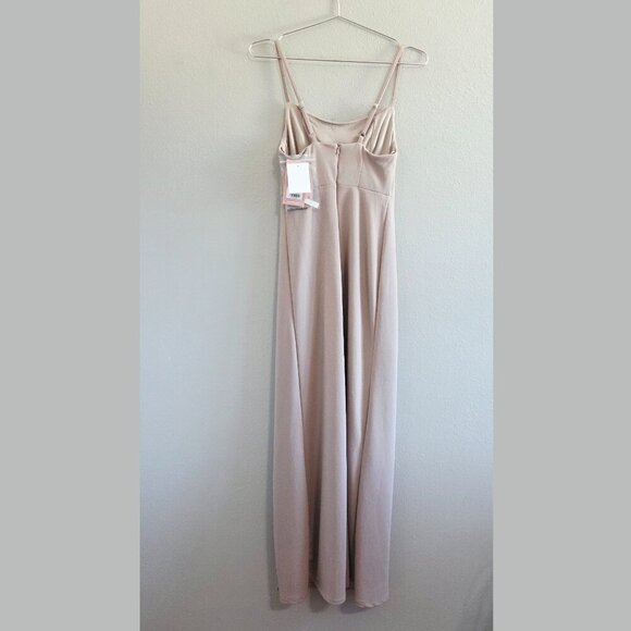 Birdy Grey Ash Crepe Bridesmaid Long Maxi Dress in Taupe Size XS ****Altered Hem - Picture 4 of 8